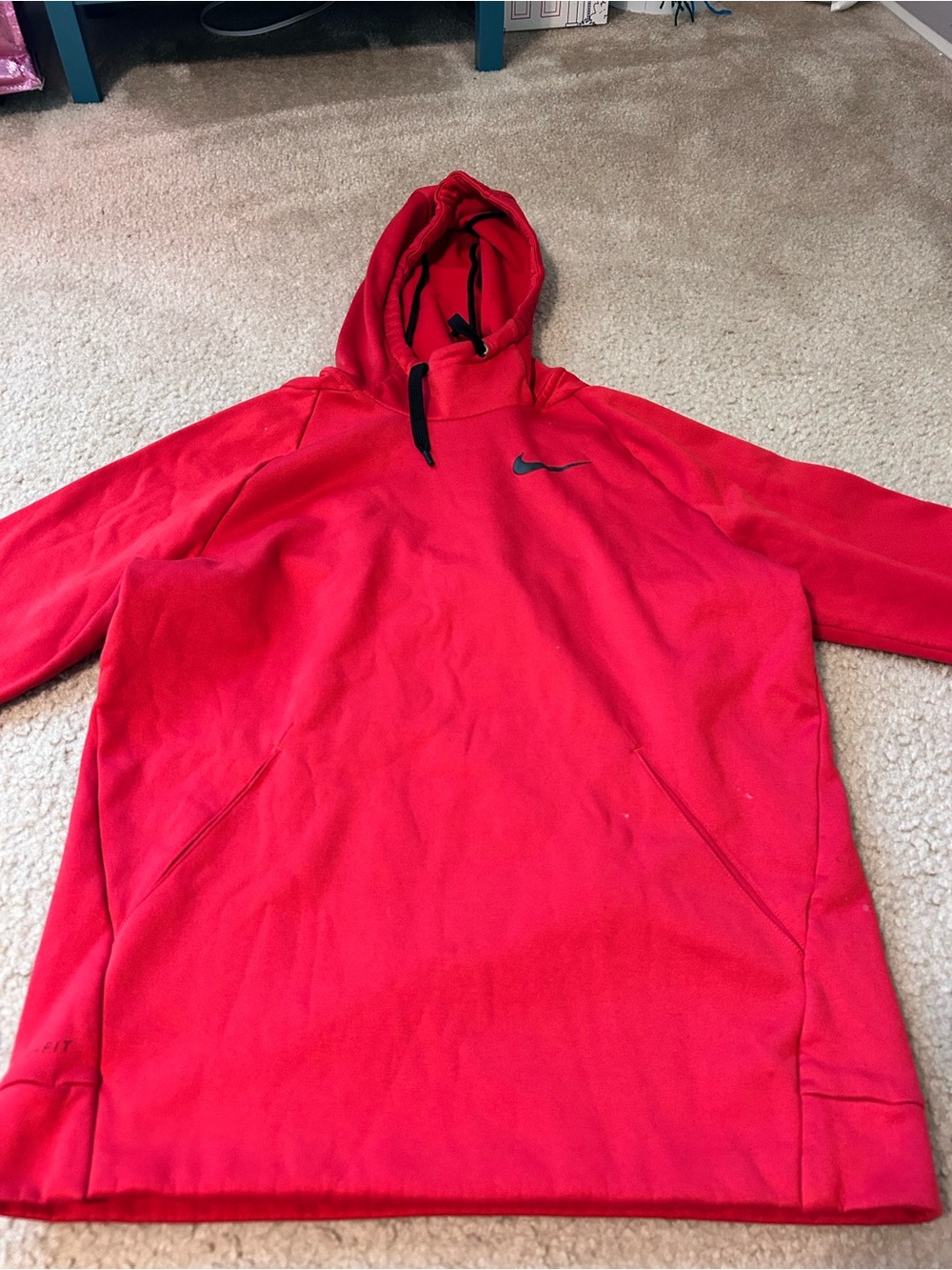 Nike Red Pullover Hoodie with Black Drawstring